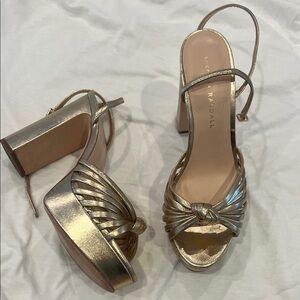 Loeffler Randall Metallic Gold Strappy Heels